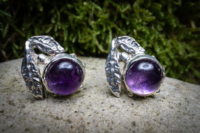 Sidabro gėlytės su ametistais - Image 3