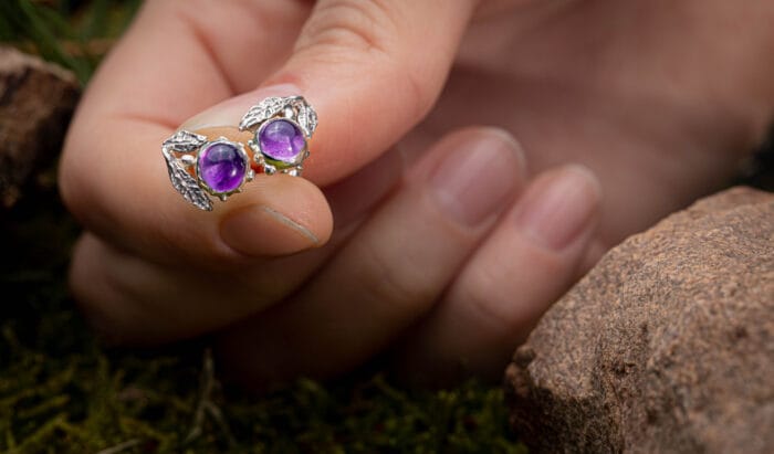 Sidabro gėlytės su ametistais - Image 1