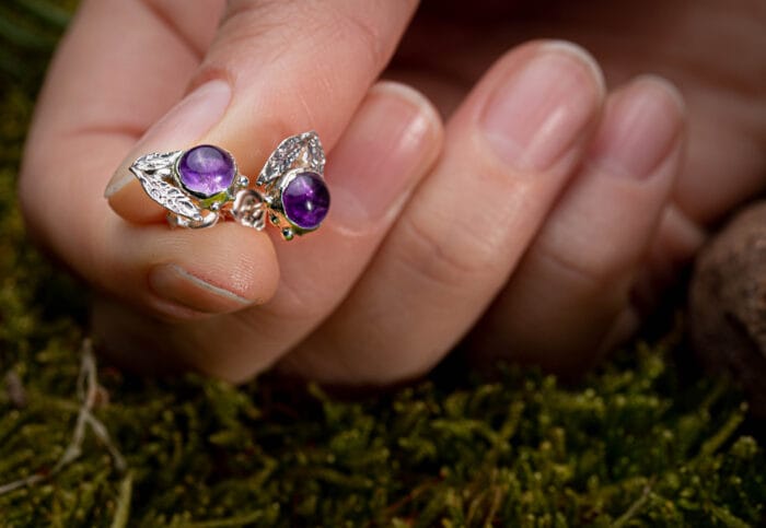 Sidabro gėlytės su ametistais - Image 2